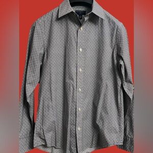 Banana Republic Men's Gray Printed Long-Sleeve Button-Down Shirt